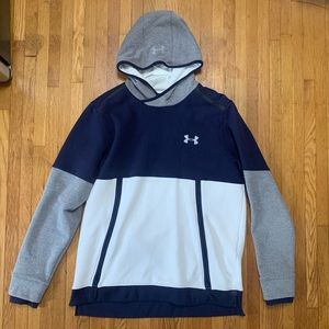 Mens Large Under Armour Color Block Hoodie White